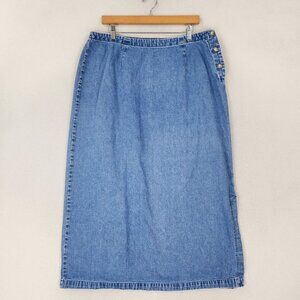 Eddie Bauer Skirt Womens 18 Blue Denim Vintage Maxi Cotton Jean Casual Straight